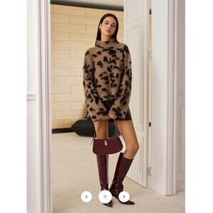 Commense Wool-Blend Leopard Fuzzy Sweater Sz M